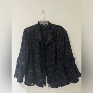 Lafayette 148 New York Black and Brown Nubby Tweed Jacket